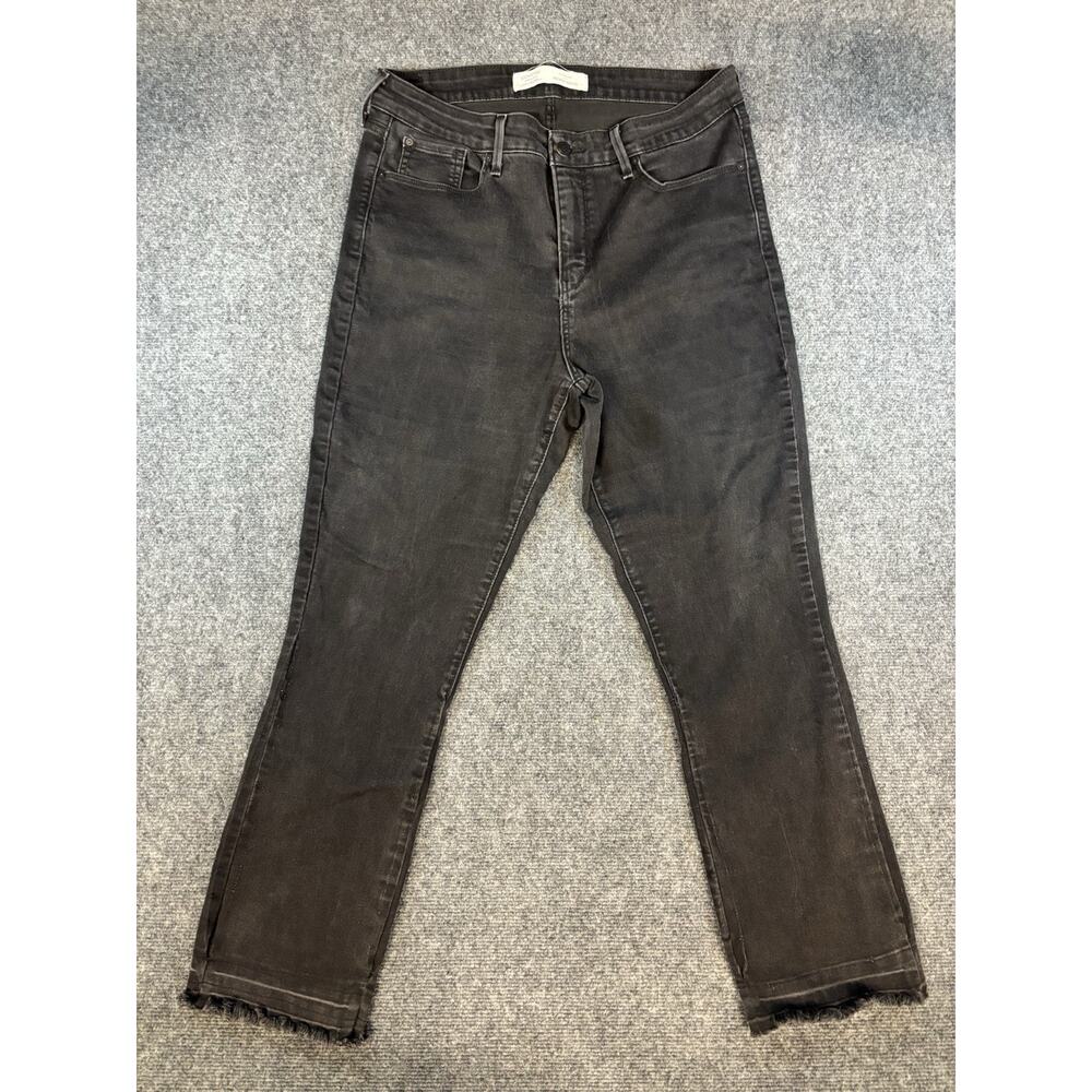 Levis Strauss Signature Womens Mid Rise Boot Black Jeans Sz 16 W33 Stretch